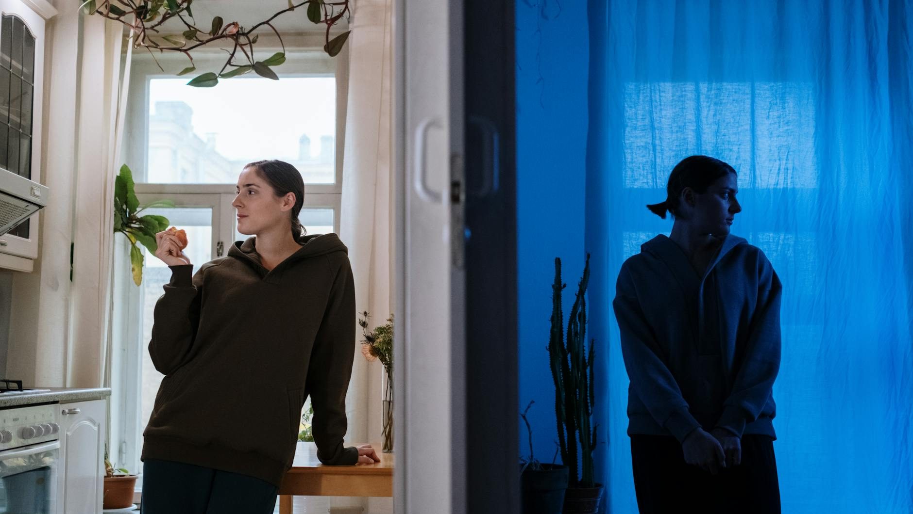 light woman plants window